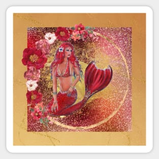 Vivian red mermaid by Renee L. Lavoie Sticker